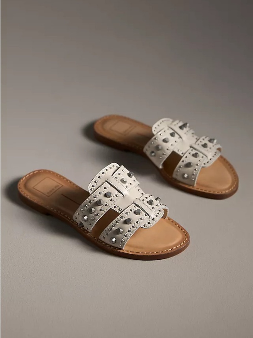 Dolce Vita  White Leather Slide Sandals - Women's